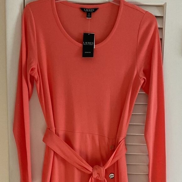 NWT LAUREN RALPH LAUREN women's belted rib-Knit dress SIZE US 1… - Picture 8 of 15